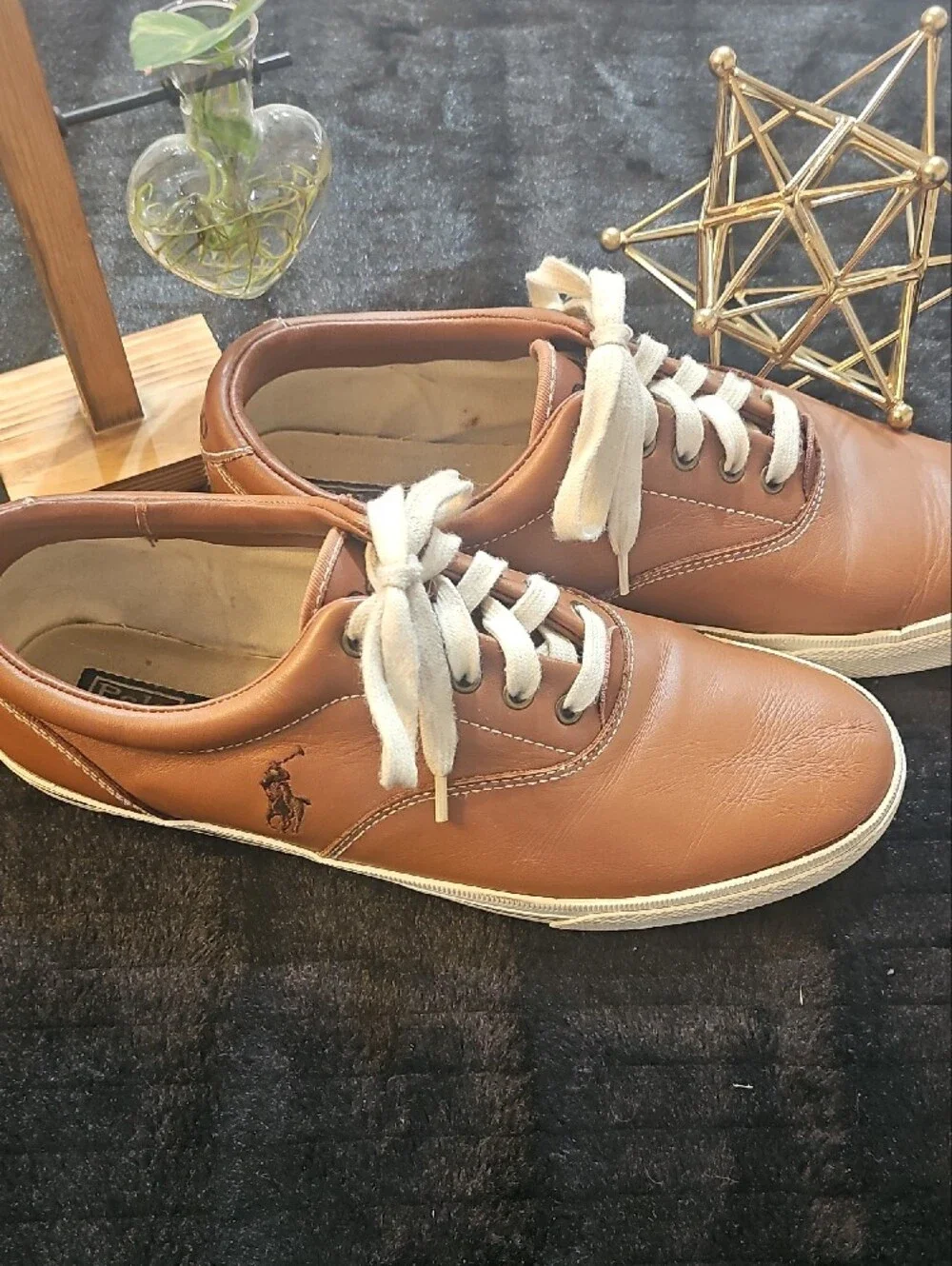Polo by Ralph Lauren Tan Leather Low-Top Sneakers
